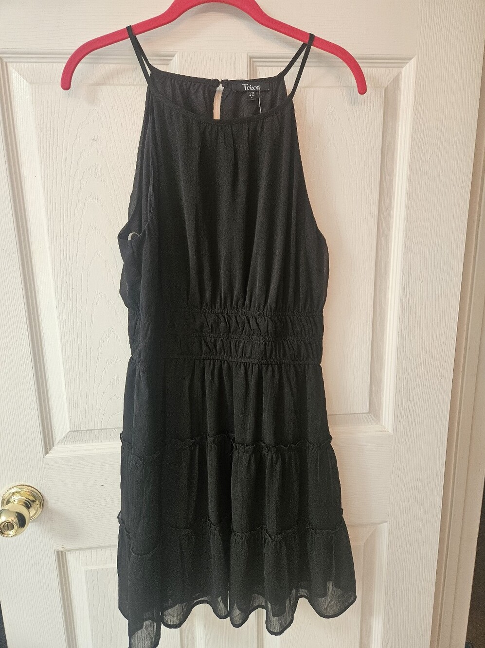 Trixxi Black Tiered Halter Dress, Size L...NWT